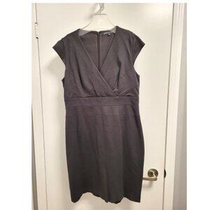 Cassis Gray Sleeveless V Neck Crossover Midi Dress Size 14